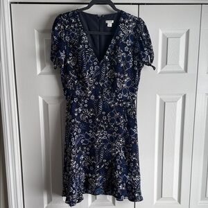 J. Crew Dark Blue Floral Mini Dress